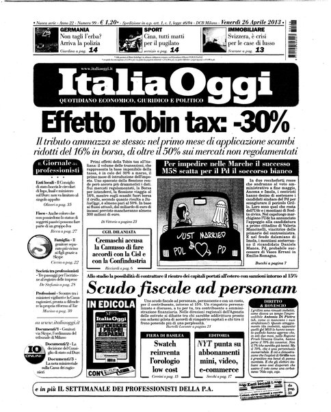 Italia oggi : quotidiano di economia finanza e politica